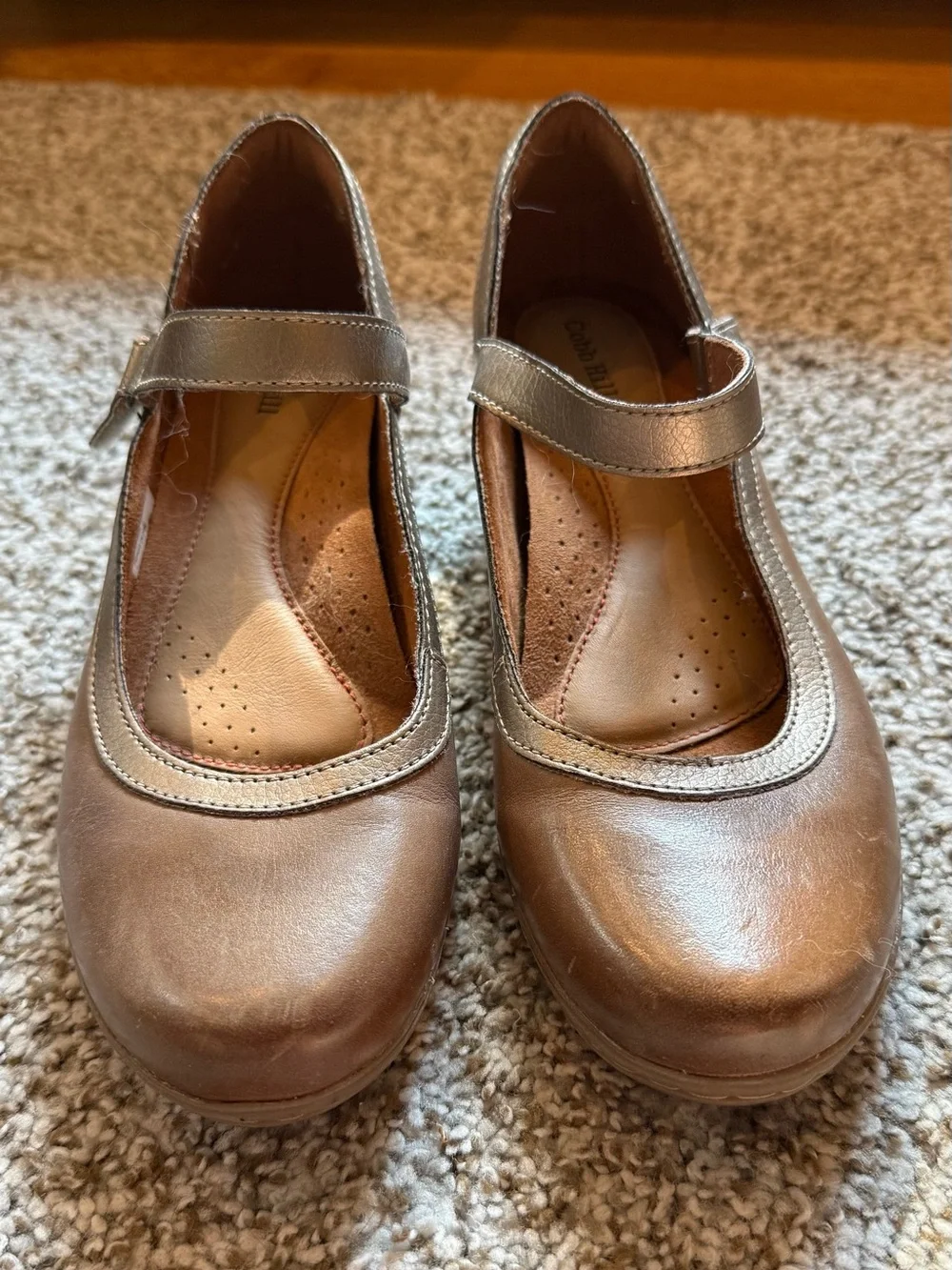 Cobb Hill Women's Taupe Mary-Jane Block Heel 7.5